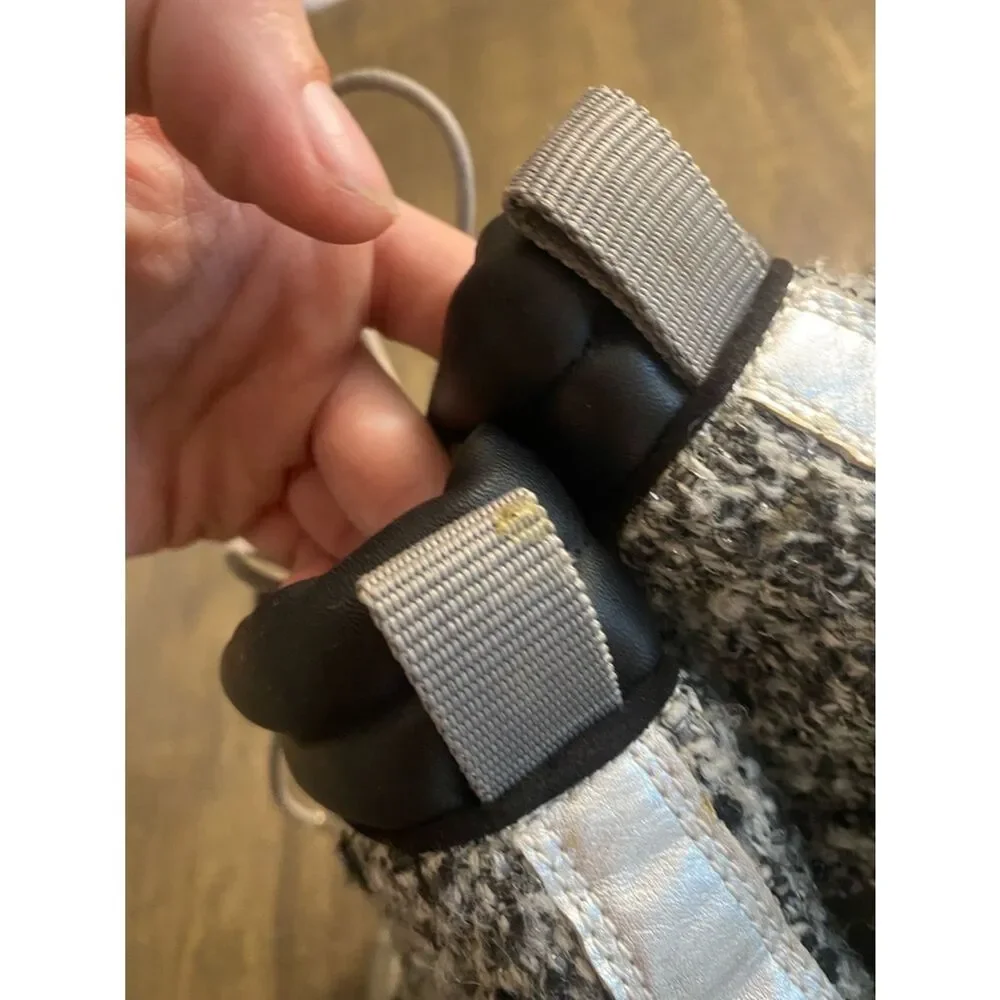 Sam Edelman Gray Knit-Trim Waterproof Lace-Up Boots